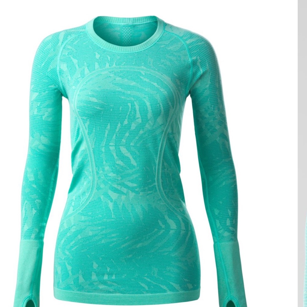 LULULEMON SEAWHEEZE SWIFTLY TECH LS CREW HEATHERED BALI BREEZE SIZE 6